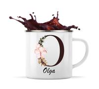 Planetee Mug Métal Émaillé Olga | Tasse de Camping 300 ml Recto Verso Passe au Lave-Vaisselle | Randonnée Bivouac Bureau | Cadeau Homme Femme Anniversaire