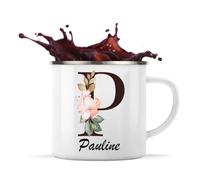 Planetee Mug Métal Émaillé Pauline | Tasse de Camping 300 ml Recto Verso Passe au Lave-Vaisselle | Randonnée Bivouac Bureau | Cadeau Homme Femme Anniversaire