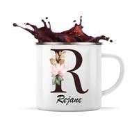 Planetee Mug Métal Émaillé Rejane | Tasse de Camping 300 ml Recto Verso Passe au Lave-Vaisselle | Randonnée Bivouac Bureau | Cadeau Homme Femme Anniversaire
