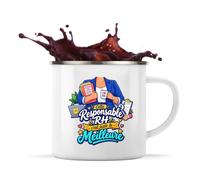 Planetee Mug Métal Émaillé Responsable Rh C'est juste la Meilleure Métier | Tasse de Camping 300 ml Recto Verso Passe au Lave-Vaisselle | Randonnée Bivouac Bureau | Cadeau Homme Femme Anniversaire