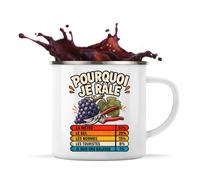 Planetee Mug Métal Émaillé Vigneronne Pourquoi je râle femme | Tasse de Camping 300 ml Recto Verso Passe au Lave-Vaisselle | Randonnée Bivouac Bureau | Cadeau Homme Femme Anniversaire