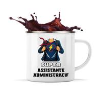 Planetee Mug metallique Super Assistante Administratif | Tasse Originale Cadeau Anniversaire Noël Humour fête des mères