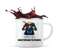 Planetee Mug metallique Super Mathématicienne | Tasse Originale Cadeau Anniversaire Noël Humour fête des mères