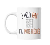 Planetee Mug Mots Fléchés j'Peux Pas Blanc