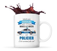 Planetee Mug Parrain Police | Tasse Originale Cadeau Anniversaire Noël Humour
