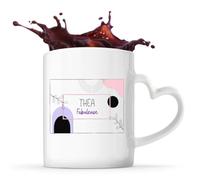 Planetee Mug Personnalisé Prénom Anse Cœur Théa Fabuleuse Tasse Céramique Café Thé Design Moderne Bohème Pastel - Idée Cadeau Femme Mamie Saint Valentin Fête des Mères Anniversaire