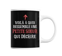 Planetee Mug Petite Sœur Qui déchire | Tasse café métier pour collègue de travail ami ou famille | Imprimé en France