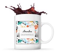 Planetee Mug prénom Amandine Exceptionnelle tasse café céramique 325 ml tasse prénom design abstrait cadeau femme anniversaire Noël maman collègue