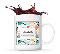 Planetee Mug prénom Annabelle Exceptionnelle tasse café céramique 325 ml tasse prénom design abstrait cadeau femme anniversaire Noël maman collègue