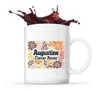 Planetee Mug prénom Augustine tasse café céramique 325 ml style rétro floral flower power idée cadeau femme anniversaire Noël maman collègue