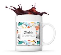 Planetee Mug prénom Charlotte Exceptionnelle tasse café céramique 325 ml tasse prénom design abstrait cadeau femme anniversaire Noël maman collègue