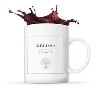 Planetee Mug prénom Mélissa Éternelle tasse café céramique 325 ml tasse prénom idée cadeau femme anniversaire Noël maman collègue