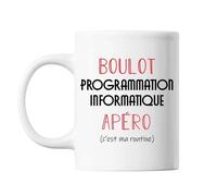 Planetee Mug Programmation Informatique C'est ma Routine Blanc | Tasse Humour