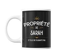 Planetee Mug propriété de Sarah | Tasse prénom humour
