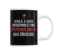 Planetee Mug Psychologue Qui déchire | Tasse café métier pour collègue de travail ami ou famille | Imprimé en France