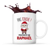Planetee Mug Raphaël Pas Touche Père Noël - Tasse Originale - Secret santa Cadeau Noël Humour Insolite Collègue
