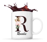 Planetee Mug Rosalie | Tasse en Céramique 330 ml Recto Verso Passe au Lave-Vaisselle | Café Thé Bureau Maison | Cadeau Collègue Anniversaire Noël