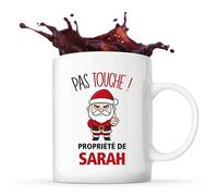 Planetee Mug Sarah Pas Touche Père Noël - Tasse Originale - Secret santa Cadeau Noël Humour Insolite Collègue