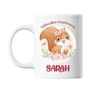 Planetee Mug Sarah Princesse Écureuil | Tasse prénom idée cadeau Humour Mignon pour enfant fille | Imprimé en France