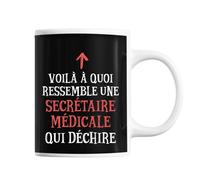 Planetee Mug Secrétaire Médicale Qui déchire | Tasse café métier pour collègue de travail ami ou famille | Imprimé en France