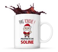 Planetee Mug Soline Pas Touche Père Noël - Tasse Originale - Secret santa Cadeau Noël Humour Insolite Collègue