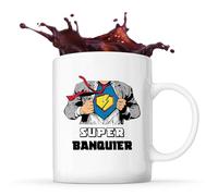 Planetee Mug Super Banquier | Tasse Céramique Métier Collègue Cadeau Travail Boulot Départ Retraite