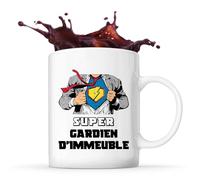Planetee Mug Super Gardien d'immeuble | Tasse Céramique Métier Collègue Cadeau Travail Boulot Départ Retraite