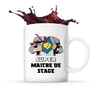 Planetee Mug Super Maitre de stage | Tasse Céramique Métier Collègue Cadeau Travail Boulot Départ Retraite