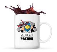 Planetee Mug Super Patron | Tasse Céramique Métier Collègue Cadeau Travail Boulot Départ Retraite