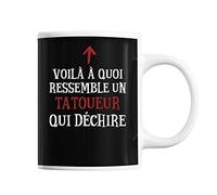Planetee Mug Tatoueur Qui déchire | Tasse café métier pour collègue de travail ami ou famille | Imprimé en France