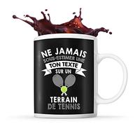 Planetee Mug Terrain de Tennis Prénom métier âge Personnalisable | Tasse drôle pour Femme Joueuse de Tennis | idée cadeau anniversaire Noël