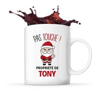 Planetee Mug Tony Pas Touche Père Noël - Tasse Originale - Secret santa Cadeau Noël Humour Insolite Collègue