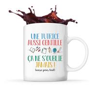 Planetee Mug Tutrice aussi gentille| Tasse Originale Cadeau Remerciement fin d'Années Atsem Maternelle Professeur Institutrice Prof Noël