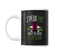 Planetee Mug Vin alcool petit verre j'peux pas Noir