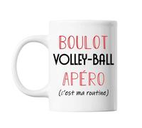 Planetee Mug Volley-Ball C'est ma Routine Blanc | Tasse Humour