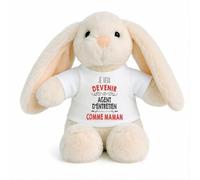 Planetee Peluche Lapin Bébé Doudou Je Veux Devenir Agent Dentretien comme Maman Cadeau Naissance Nouveau-Né Baby Shower