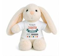 Planetee Peluche Lapin Bébé Doudou Ma Mission Chante Chorale avec Maman Cadeau Naissance Nouveau né Fille garçon Baby Shower