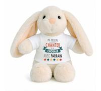 Planetee Peluche Lapin Bébé Doudou Ma Mission Chante Chorale avec Parrain Cadeau Naissance Nouveau né Fille garçon Baby Shower