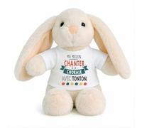 Planetee Peluche Lapin Bébé Doudou Ma Mission Chante Chorale avec Tonton Cadeau Naissance Nouveau né Fille garçon Baby Shower