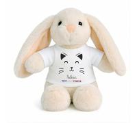 Planetee Peluche Lapin Bébé Doudou Nathan Chat d'amour Cadeau Naissance Garçon Nouveau-Né Baby Shower
