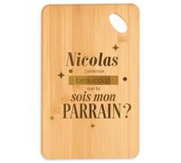 Planetee Planche à découper Nicolas sois mon parrain Cadeau Annonce Grossesse