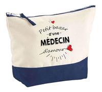 Planetee Pochette Bazar d'une Médecin d'amour - Idée Cadeau pour Collègue Travail Retraite - Trousse Maquillage Grand Format Toilette