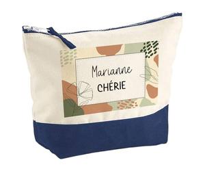 Planetee Pochette Grand Format Femme Marianne Chérie Design Graphique Trousse Maquillage Coton Bicolore Fermeture Éclair Voyage Rangement Cadeau Femme Anniversaire Noël