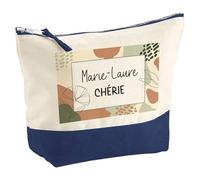 Planetee Pochette Grand Format Femme Marie-Laure Chérie Design Graphique Trousse Maquillage Coton Bicolore Fermeture Éclair Voyage Rangement Cadeau Femme Anniversaire Noël