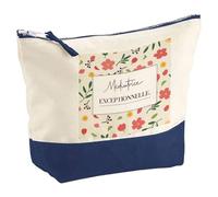 Planetee Pochette Grand Format Femme Médiatrice exceptionnelle Motif Fleurs Trousse Maquillage Coton Bicolore Fermeture Éclair Voyage Rangement Cadeau Femme Anniversaire Noël