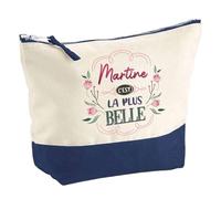 Planetee Pochette Martine la Plus Belle - Cadeau Fête des Mères Anniversaire Soeur Noël Tata Marraine - Trousse Maquillage Grand Format Make-up Toilette