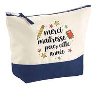 Planetee Pochette Merci Maîtresse étoiles- Trousse Grand Format Cadeau Remerciement Fin d'Années Maternelle Institutrice Noël Collègue Retraite