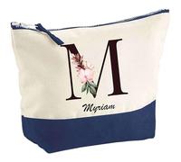 Planetee Pochette Myriam Lettre Fleur - Idée Cadeau pour Collègue Travail Retraite - Trousse Maquillage Grand Format Toilette