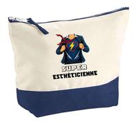 Planetee Pochette Super Esthéticienne - Idée Fête des mères Cadeau Travail Retraite Trousse Maquillage Grand Format Toilette