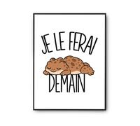 Planetee Poster Je le ferai demain | Crapaud | Affiche Papier Photo 310 g Finition Perlée Format Taille A3 | Décoration Murale Salon Chambre Bureau | Cadeau Anniversaire | Humour Flemme Paresseux